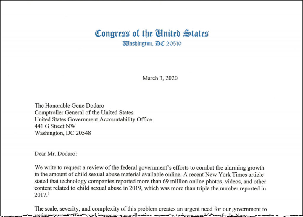 Letter to the US Government Accountability Office.