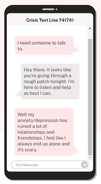 Typical text conversation with the Crisis Text Line