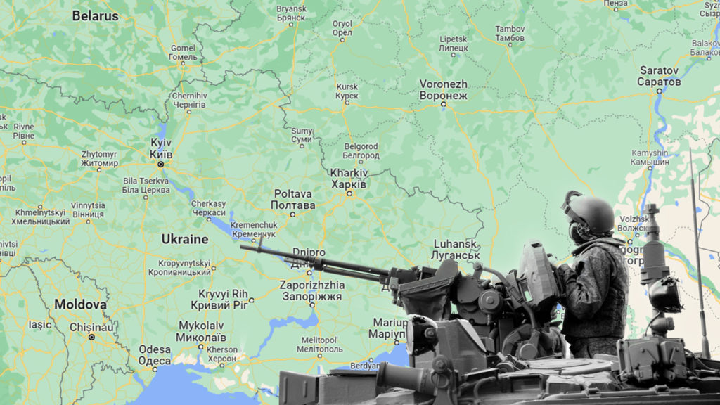 This image has an empty alt attribute; its file name is 220301-Tank-and-Ukraine-Map-1024x576.jpg